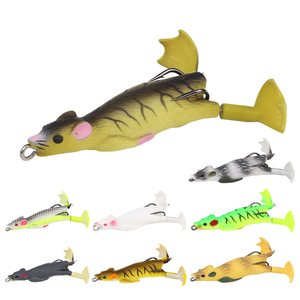 Leurre de pêche flottant de surface 12g 9cm Bionic Big Mouse 8 couleurs, double hameçon barbelé, silicone, grenouille plongeante, rivière - Product Image 1