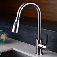 Robinet de cuisine traditionnel Wenzhou Feenice 304 à poignée unique, finition chromée, design flexible pour usage en cuisine