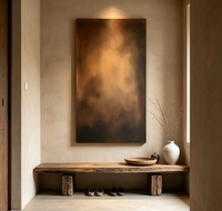 Peinture à l'huile abstraite texturée marron peinte à la main, style Wabi-Sabi, sur toile, art mural minimaliste, palette de couteaux, décoration de salon