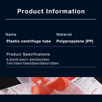 Tubes de centrifugeuse de laboratoire, tubes de centrifugeuse coniques en plastique pour échantillons de 0,2 ml à 10 ml, tubes de microcentrifugeuse PCR, tubes de test de centrifugeuse