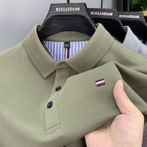 Maglietta Casual a manica lunga per Polo <span class=keywords><strong>da</strong></span> uomo tinta unita 180g lavorata a maglia primavera autunno con colletto ricamato ampio in poliestere/cotone - Product Image 3