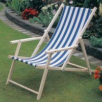 Fauteuil de terrasse pliable et réglable avec dossier confortable, structure en bois de hêtre massif, idéal pour la détente en extérieur, les parcs et les écoles