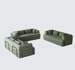 78.7-Inch L-Shape Modern Convertible Sleeper <b>Sofa</b> <b>Bed</b> Set with Chenille Folding Mattress Cylindrical Pillow and Side Pocket - Product Image 6