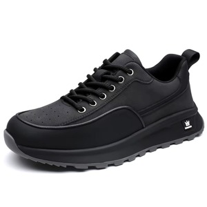 Men's Chunky Platform Sneakers - Lace-Up Leather Casual Walking Shoes with Non-Slip Sole - Product Image 1
