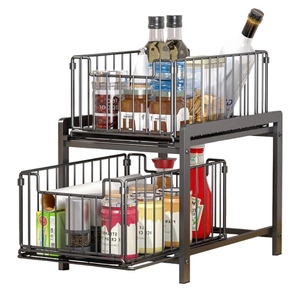 Organisateur de rangement coulissant à 2 niveaux pour tiroirs, étagère coulissante pour comptoir de cuisine, panier de rangement <span class=keywords><strong>sous</strong></span> évier - Product Image 1