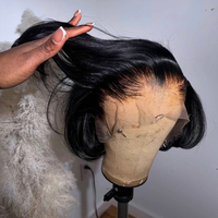 Perruque courte bob en cheveux humains, perruque coupe pixie sans colle, fournisseurs de perruques en cheveux humains, vente en gros, perruques lisses fabriquées à la machine, cheveux indiens bruts