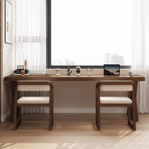 Escritorio Moderno de Madera Maciza, Estrecho, de Pared, Doble, para Estudio, Escritura, Oficina, Computadora, para Uso Doméstico - Product Image 4