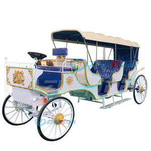 Calèche de Mariage Blanche et Bleue Convertible pour Visites Touristiques, Nouveau Produit avec 4 Roues en Acier, Idéale pour le Tourisme - Product Image 1