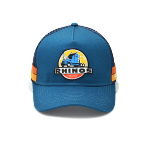Casquette Trucker OEM 5 Panneaux avec Couronne Structurée Haute, Logo Brodé Personnalisé Australie, Broderie en Maille et 2 Bandes Latérales - Product Image 3