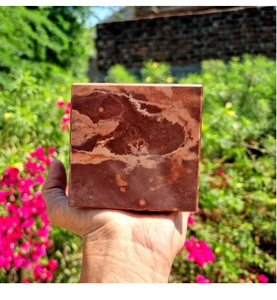 Juego de posavasos de piedra de ágata con cubo de piedra lunar de melocotón pulido, Ideal para decoración sostenible para el hogar, respetuoso con el medio ambiente y artesanal - Product Image 3