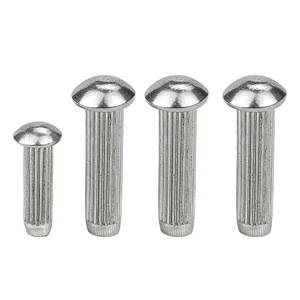 10 pièces/sac Rivets pleins à tête ronde moletée en acier au carbone nickelé pour étiquettes et plaques signalétiques M1.6 M2 M2.5 M3 M4 - Product Image 1