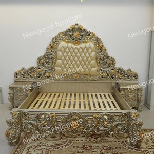 <span class=keywords><strong>Cama</strong></span> de madera tallada a mano con diseño barroco francés de lujo real de cuero de <span class=keywords><strong>vaca</strong></span> real - Product Image 4