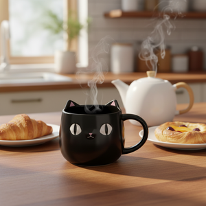 Taza de porcelana barata con impresión negra personalizada, calcomanía personalizada, Linda oreja, café, té, gato, Taza de cerámica - Product Image 1