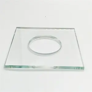 強化ガラスパネル透明ガラス板精密研削エッジ深加工ガラス工場カスタム正方形丸穴