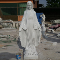 Feng shuang — décoration d'église, sculptures en pierre religieuse de la vierge marie, Sculpture à la main, taille vie, en marbre blanc, Statue de mère marie