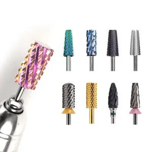 ChiYan Nail Tool Supplier Round Flat Flame Volcano Cone Pink Tungsten Carbide Nail Drill Bit 4xc Carbide Drill Bit For Nail