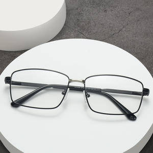 Gafas de ordenador de primera calidad para hombre, bisagra elástica rectangular antiluz azul, armazones de Metal dorado marrón, ópticos Por Mayor - Product Image 2