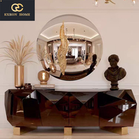 Miroir de décoration de luxe personnalisé pour villa, salon, entrée, décoration murale, miroir rond de luxe léger