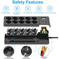 Multiprise EU 10 prises avec interrupteur et prise de charge USB intelligente