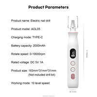 Lime à ongles électrique rechargeable en plastique à faible bruit, 10 modes, 10 embouts, kit de lime à ongles portable pour manucure et pédicure