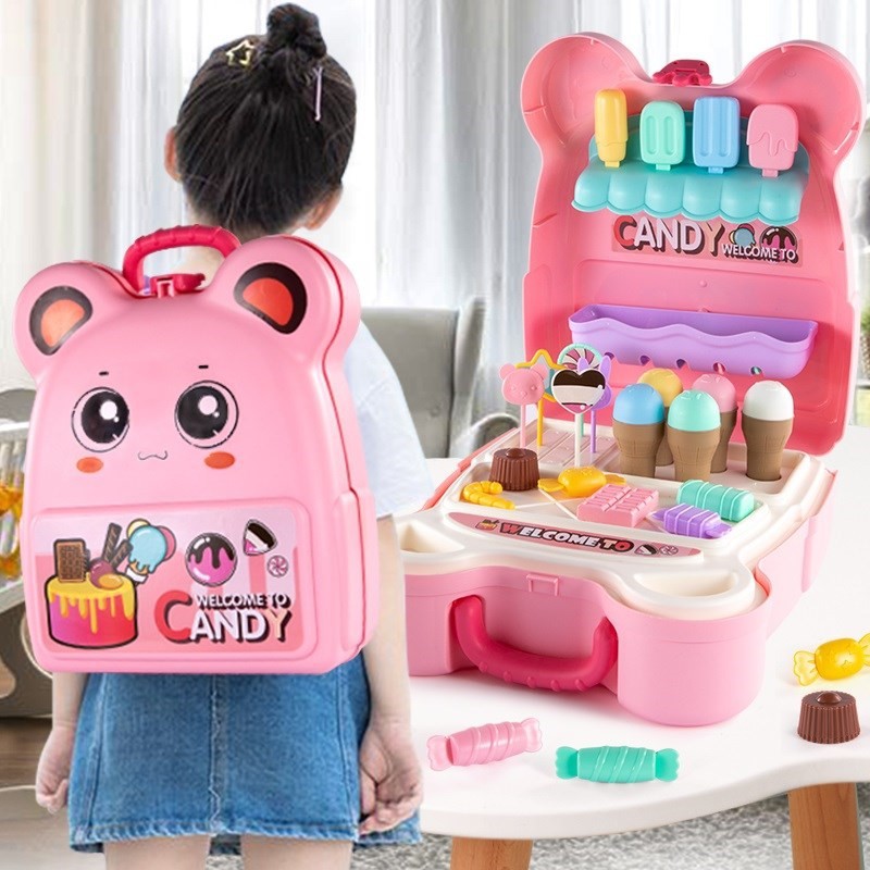 2 в 1 карамельный рюкзак ролевые игры магазин мороженого игрушки Детский кухонный игровой набор сюрприз игрушки с десертом еда для девочек