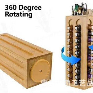 Estante de almacenamiento de cápsulas de café de madera, organizador giratorio multicapa de madera maciza para uso en escritorio, estante de bambú de gran capacidad - Product Image 4