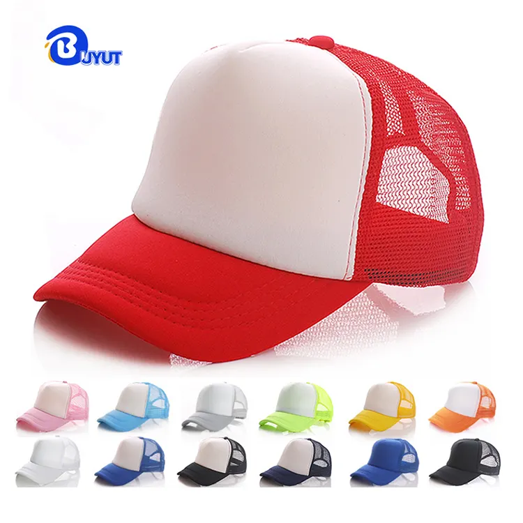 Topi sublimasi anak perempuan anak laki-laki jaring cahaya runcing polos bordir LOGO cetak kustom kosong topi iklan truk