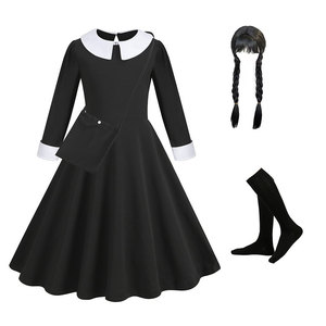 Abito da Famiglia con Stampa, Costume Cosplay, Vestito Nero a Maniche Lunghe, Abito da Ballo Nero con Borsa - Product Image 2