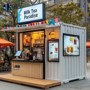 Structure en acier de service personnalisée, célèbre sur Internet, économique, pour café en plein air, maison-conteneur pour café - Product Image 1