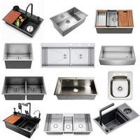 Évier de cuisine rectangulaire moderne fait main en acier inoxydable brossé à cuve unique avec installation sur comptoir, design multifonctionnel