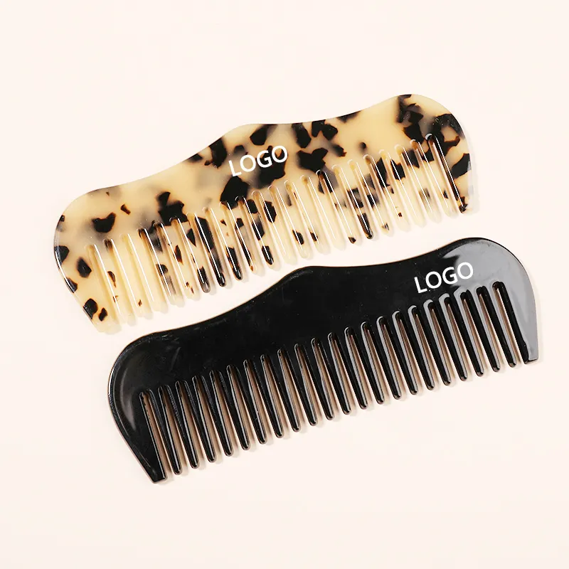 Mi Dairy Custom LOGO 5000 Farb welle Leoparden muster Acetat schwarzer Haarkamm für Frauen Mädchen Dekoration für das Haar 223871