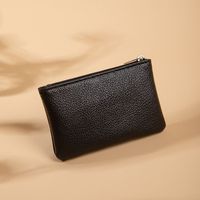 Porte-monnaie zippé portable en cuir PU fin fait main pour femme, anti-vol, pour cartes et espèces - Vente en gros