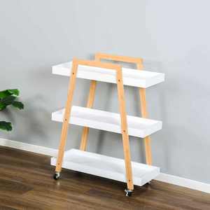 3-Tier Bamboe Keuken Rollende Kar Verwijderbare Houten <span class=keywords><strong>Trolley</strong></span> Eiland Kar, Utility Kar Multi-Layer Opslag Plank Rek Op Wielen - Product Image 5