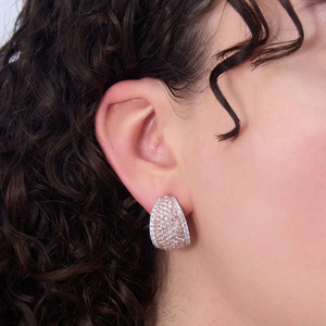 Orecchini Geometrici Bicolore per Donne, Design Dettagliato Scintillante, Gioielli Eleganti da Cerimonia - Product Image 2