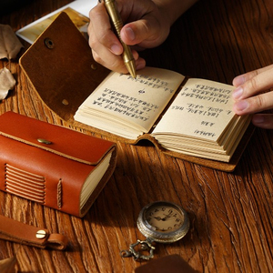 Carnet portable en cuir de vachette, notes cadeaux exquises, graffiti rétro fait main <span class=keywords><strong>pour</strong></span> amis, carnets <span class=keywords><strong>pour</strong></span> hommes et femmes, <span class=keywords><strong>livre</strong></span> de poche - Product Image 6