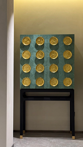 Meuble de rangement moderne, armoire décorative pour entrée, buffet en bois massif, meuble de présentation sculpté, credenza de luxe faite à la main en métal - Product Image 6