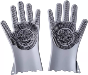 Gants de nettoyage de cuisine réutilisables multifonctionnels en silicone, gants de vaisselle en silicone avec éponges intégrées - Product Image 2