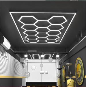 Lumière de <span class=keywords><strong>garage</strong></span> hexagonale <span class=keywords><strong>LED</strong></span>, lumière de plafond en nid d'abeille pour le detailing automobile, atelier, salon de coiffure, AC110-240V, installation facile - Product Image 6