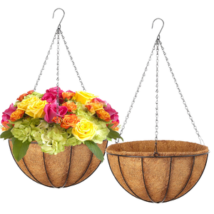 Natural Coco Fiber Basket <b>Liner</b> for Hanging Planter Home <b>Garden</b> Flowers Water Retaining Breathable Hanging Baskets With Drainage - Product Image 6