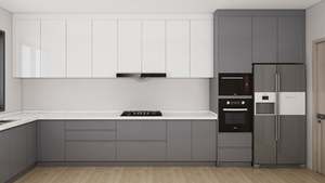 Gabinetes de Cocina en Forma de L con Acabado Lacado, Horno y Microondas Integrados para Apartamentos - Product Image 3