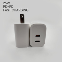 Chargeur rapide USB-C PD 20W 25W 35W 45W 65W 100W OEM double port Type-C pour iPhone 17 16 15 14 13 12 Pro Max