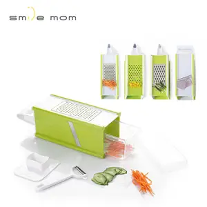 Smile mom multi 5 in 1 kitchen accessory fine Slicer Vegetable Food Mandoline Slicer grater 4 sides box grater