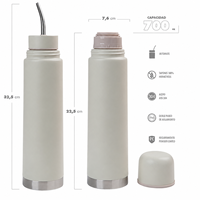 Termo de Acero Inoxidable de 700 ml para Mate, Botella de Doble Pared con Aislamiento al Vacío para Yerba Mate con Bombilla para Argentina y Uruguay
