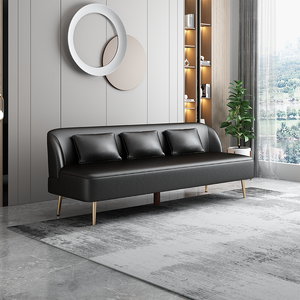 Ensemble de canapé trois places de style italien, luxe léger, design simple en tissu rouge pour salon, <span class=keywords><strong>appartement</strong></span>, hôtel - Product Image 1