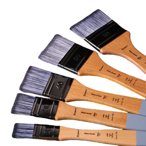 Pinceaux plats professionnels Paul Cézanne 20mm-60mm en nylon synthétique brun avec manche en <span class=keywords><strong>bois</strong></span> pour peintures à l'huile, à la <span class=keywords><strong>gouache</strong></span> et à l'acrylique - Product Image 1