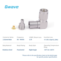 Connecteur RF mâle à angle droit de 2,92 mm, 50 ohms, en acier inoxydable, conforme RoHS, pour câbles de la série 047'', applications RF DC-40 GHz