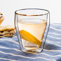 Tasse à café en verre borosilicate à double paroi - Écologique et réutilisable - 240 ml - Tasse à jus, thé, lait pour la rentrée scolaire