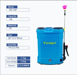 Farmjet 16L/18L/20L pulvérisateur rechargeable pompe détachable pulvérisateur à dos à piles