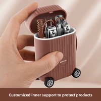 Ensemble de coupe-ongles miniatures 8-en-1 en plastique et acier inoxydable Lattis pour la maison, avec étui de voyage pour outils de manucure