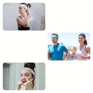 4 fasce per capelli sportive elastiche da donna, nere, grigie, bianche, rosa, in cotone, comode e impermeabili, per allenamenti in palestra, uso quotidiano - Product Image 1